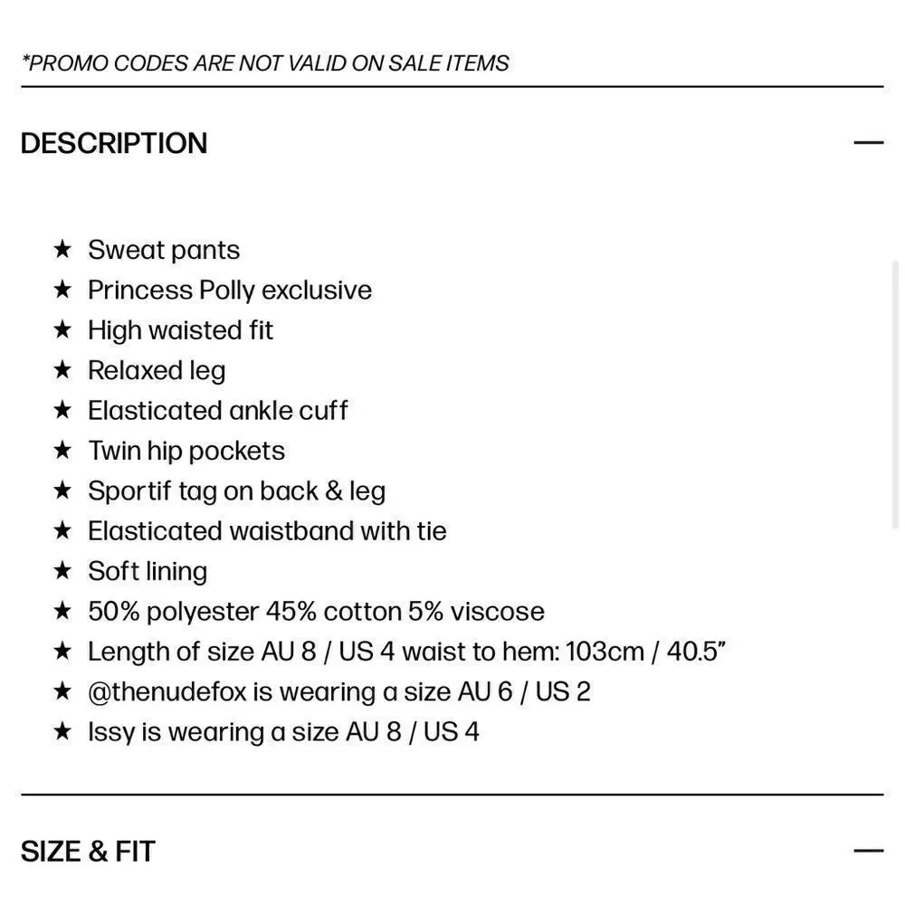 NWT Princess Polly MVP Sportif Cream Sweatpant | SZ 4 - Picture 13 of 14